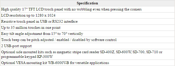 Posiflex TM-7117 Spec